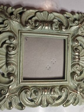 Ornate Decorative Picture Frame in Mint Green with Gold Accents